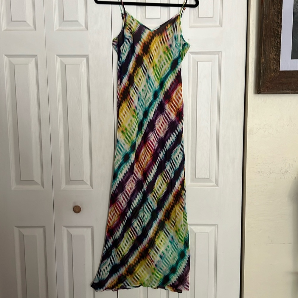 Trina Turk Multicolor Diagonal Tie-Dye Maxi Slip Dress Size 6